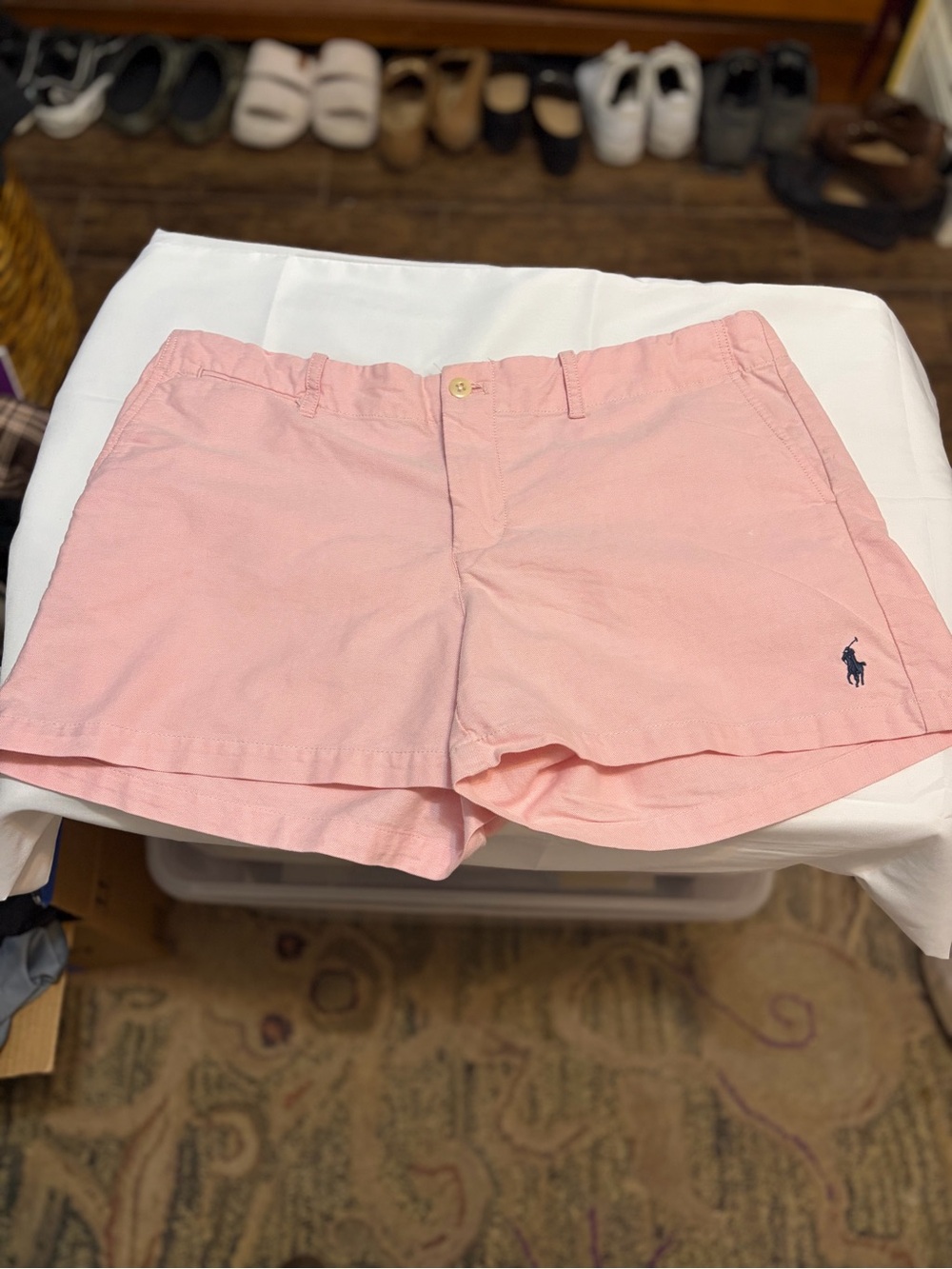 Ralph Lauren Pink Cotton Chino Shorts with Polo Logo
